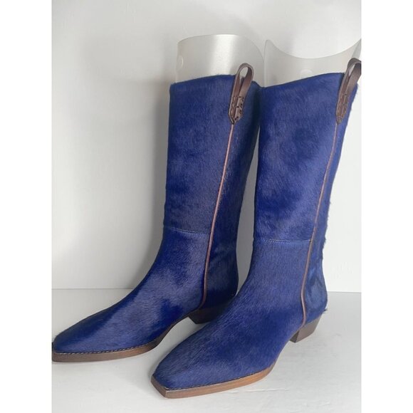Free People We The Free Montage Hair On Tall Boots in Blue Size 37.5 NEW Texture - Picture 4 of 6